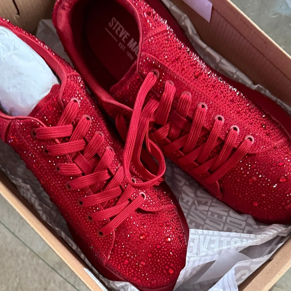 Elegant Red mens Steve Madden Icebox Sneakers size 10 m new w box - Picture 7 of 9